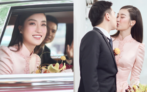 Lễ rước dâu của vợ chồng Hoa hậu Đỗ Mỹ Linh: Toàn xế hộp xịn, cô dâu - chú rể cực tình