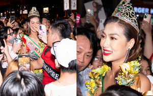 Hoa hậu Thiên Ân trở về nước sau Miss Grand International, bật khóc trong vòng tay người hâm mộ