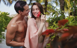 Hồ Ngọc Hà mặc bikini dạo biển với Kim Lý ở Maldives