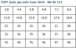 Giải đề thi toán 2018 mã đề 114