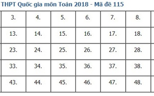 Giải đề thi toán 2018 mã đề 115