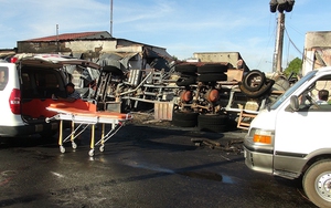 Vụ cháy xe bồn khiến 6 người chết cháy, 15 căn nhà bị thiêu rụi hoàn toàn