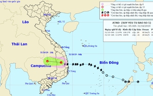 Bão số 5 đã suy yếu thành áp thấp nhiệt đới