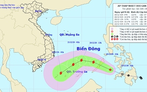 Tin áp thấp nhiệt đới giật cấp 9 gần Biển Đông