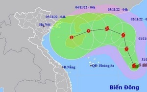 Bão số 7 di chuyển theo hướng Bắc Tây Bắc, mỗi giờ đi được 10 km