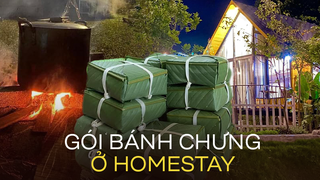 Các homestay, villa “mở hội” gói bánh chưng, nhiều gia đình tìm tới tận hưởng sớm hương vị Tết cổ truyền