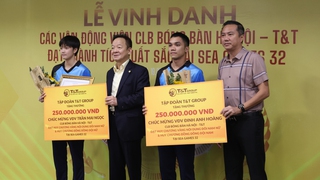 Bầu Hiển thưởng khủng cho 2 sao trẻ bóng bàn giành HCV SEA Games 32