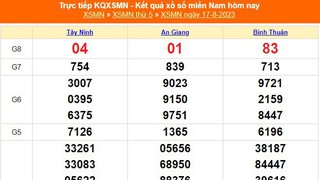 XSMN 17/8 - Kết quả xổ số miền Nam hôm nay 17/8/2023 - Xổ số hôm nay - KQSXMN thứ 5