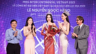 Á hậu Ngọc Hằng xúc động khi nhận sash Miss Intercontinental Vietnam 2023