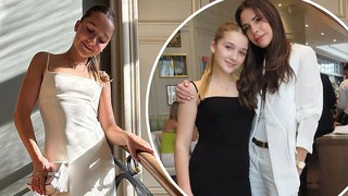 Victoria Beckham thiết kế chiếc váy cho con gái Harper mặc tham dự Tuần lễ thời trang Paris