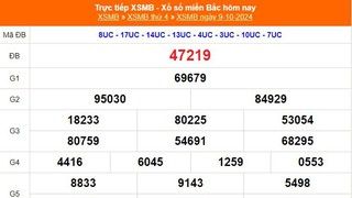 XSMB 9/10 - Kết quả Xổ số miền Bắc hôm nay 9/10/2024 - Trực tiếp XSMB ngày 9 tháng 10