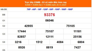 XSMB 30/11 - Kết quả Xổ số miền Bắc hôm nay 30/11/2024 - KQSXMB thứ Bẩy ngày 30 tháng 11