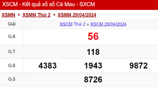 XSCM 29/4, kết quả xổ số Cà Mau hôm nay 29/4/2024, trực tiếp XSCM ngày 29 tháng 4