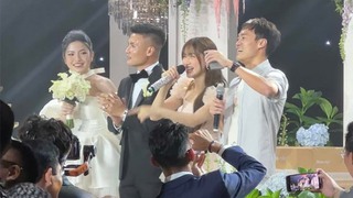 Văn Toàn cùng Hòa Minzy 'bật tình yêu lên' trong đám cưới Quang Hải, được người hâm mộ tích cực 'đẩy thuyền'