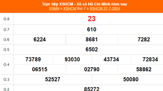 XSHCM 27/7, XSTP thứ Bẩy, kết quả xổ số Hồ Chí Minh hôm nay ngày 27/7/2024