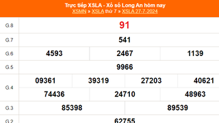 XSLA 27/7, kết quả xổ số Long An hôm nay ngày 27/7/2024, kết quả xổ số hôm nay