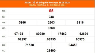 XSDN 25/9 - Kết quả xổ số Đồng Nai hôm nay 25/9/2024 - KQXSDN ngày 18 tháng 9