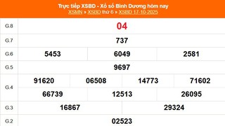 XSBD 17/10 - Kết quả xổ số Bình Dương hôm nay 17/10/2025 - Trực tiếp XSBD ngày 17 tháng 10