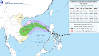 Cập nhật bão số 12 đến 23h ngày 19/10: Bão di chuyển theo hướng Tây Bắc với tốc độ khoảng 25 km/giờ