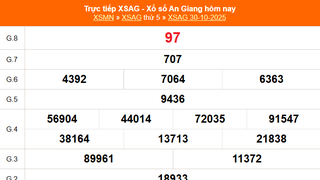 XSAG 30/10 - Kết quả xổ số An Giang hôm nay 30/10/2025 - Trực tiếp XSAG ngày 30 tháng 10