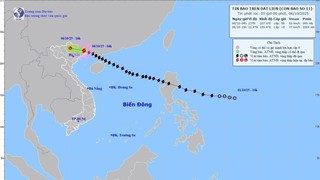 Bão số 11 giảm mạnh về cường độ sau khi đi vào đất liền tỉnh Quảng Tây (Trung Quốc)