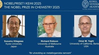 Giải Nobel Hóa học 2025 vinh danh 3 nhà khoa học với phát minh về kim loại hữu cơ