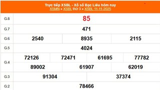 XSBL 11/11 - Kết quả xổ số Bạc Liêu hôm nay 11/11/2025 - Trực tiếp XSBL ngày 11 tháng 11