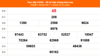 XSHG 15/11 - Kết quả xổ số Hậu Giang hôm nay 15/11/2025 - Trực tiếp XSHG ngày 15 tháng 11