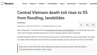 Truyền thông quốc tế: Chính phủ Việt Nam đẩy nhanh nỗ lực ứng phó quyết liệt với lũ lụt