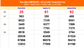 XSMT 11/12 - Kết quả xổ số miền Trung hôm nay 11/12/2025 - Kết quả XSMT thứ Năm ngày 11 tháng 12