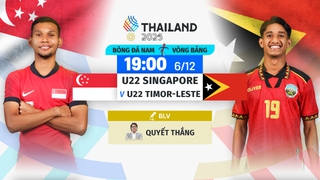 Link xem trực tiếp bóng đá U22 Singapore vs U22 Timor Leste 19h00 hôm nay, xem SEA Games 2025