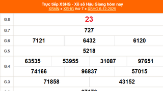 XSHG 6/12 - Kết quả xổ số Hậu Giang hôm nay 6/12/2025 - Trực tiếp XSHG ngày 6 tháng 12