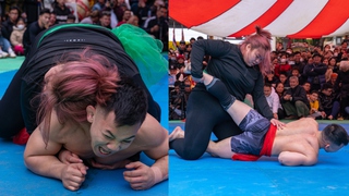 Dự hội làng, nhà vô địch Jiujitsu thế giới của Việt Nam thất thủ trước đô vật nữ 130 kg đầy sức mạnh