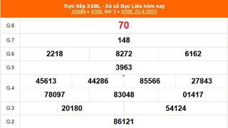 XSBL 22/4 - Kết quả xổ số Bạc Liêu hôm nay 22/4/2025 - Trực tiếp XSBL ngày 22 tháng 4