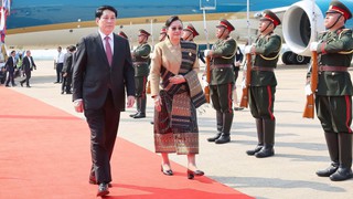 Lễ đón chính thức Chủ tịch nước Lương Cường thăm cấp Nhà nước đến Lào