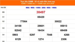 XSMB 26/4 - Kết quả Xổ số miền Bắc hôm nay 26/4/2025 - Kết quả XSMB thứ Bẩy ngày 26 tháng 4