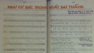 Trưng bày bản thảo "Như có Bác trong ngày đại thắng" còn nguyên bút tích của nhạc sĩ Phạm Tuyên