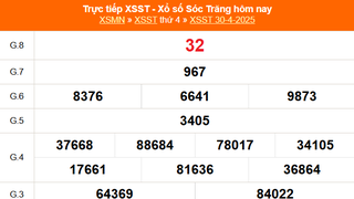 XSST 30/4 - Kết quả xổ số Sóc Trăng hôm nay 30/4/2025 - Trực tiếp XSST ngày 30 tháng 4