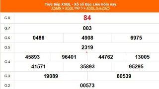 XSBL 8/4 - Kết quả xổ số Bạc Liêu hôm nay 8/4/2025 - Kết quả XSBL ngày 8 tháng 4