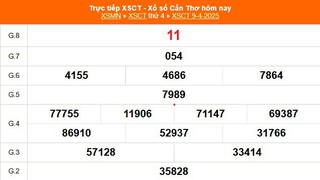 XSCT 9/4 - Kết quả xổ số Cần Thơ hôm nay 9/4/2025 - Trực tiếp XSCT ngày 9 tháng 4