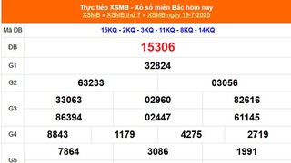 XSMB 19/7 - Kết quả Xổ số miền Bắc hôm nay 19/7/2025 - Trực tiếp xổ số hôm nay ngày 19 tháng 7