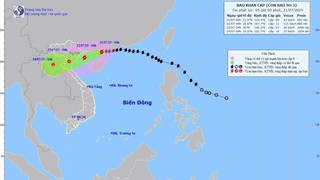 Cách Quảng Ninh - Hải Phòng khoảng 275 km, bão di chuyển hướng Tây Tây Nam, tốc độ 15–20 km/giờ