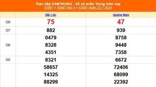 XSMT 22/7 - Kết quả xổ số miền Trung hôm nay 22/7/2025 - Kết quả XSMT thứ Ba ngày 22 tháng 7