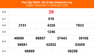 XSHG 26/7 - Kết quả xổ số Hậu Giang hôm nay 26/7/2025 - Trực tiếp XSHG ngày 26 tháng 7