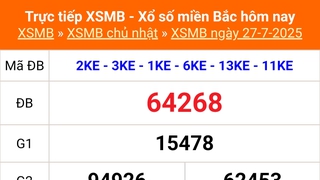 XSMB 27/7 - Kết quả Xổ số miền Bắc hôm nay 27/7/2025 - Kết quả XSMB Chủ nhật ngày 27 tháng 7