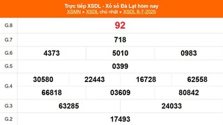 XSDL 6/7 - Kết quả xổ số Đà Lạt hôm nay 6/7/2025 - Trực tiếp XSDL ngày 6 tháng 7