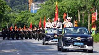 Lực lượng Công an hợp luyện cho diễu binh, diễu hành Kỷ niệm 80 năm Cách mạng tháng Tám và Quốc khánh 2/9