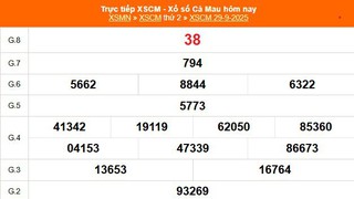 XSCM 29/9 - Kết quả xổ số Cà Mau hôm nay 29/9/2025 - Trực tiếp XSCM ngày 29 tháng 9