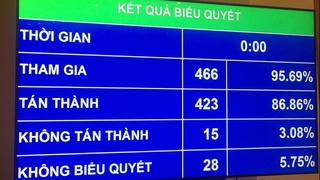 Quốc hội biểu quyết tán thành thông qua Luật An ninh mạng