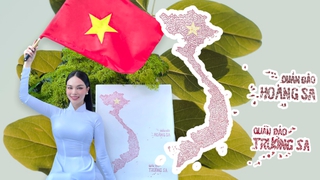 Hoàng Hương Ly vẽ bản đồ Việt Nam dự thi tài năng ở Miss Tourism International 2021
